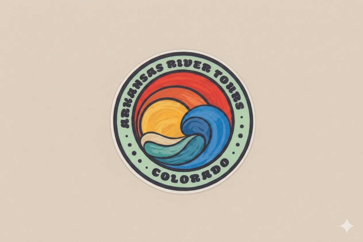 Round Brushed Sunset Wave Sticker